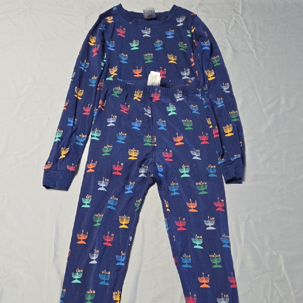 Hanna Andersson Sz 8 Blue Pajama Set with Colorful Accents